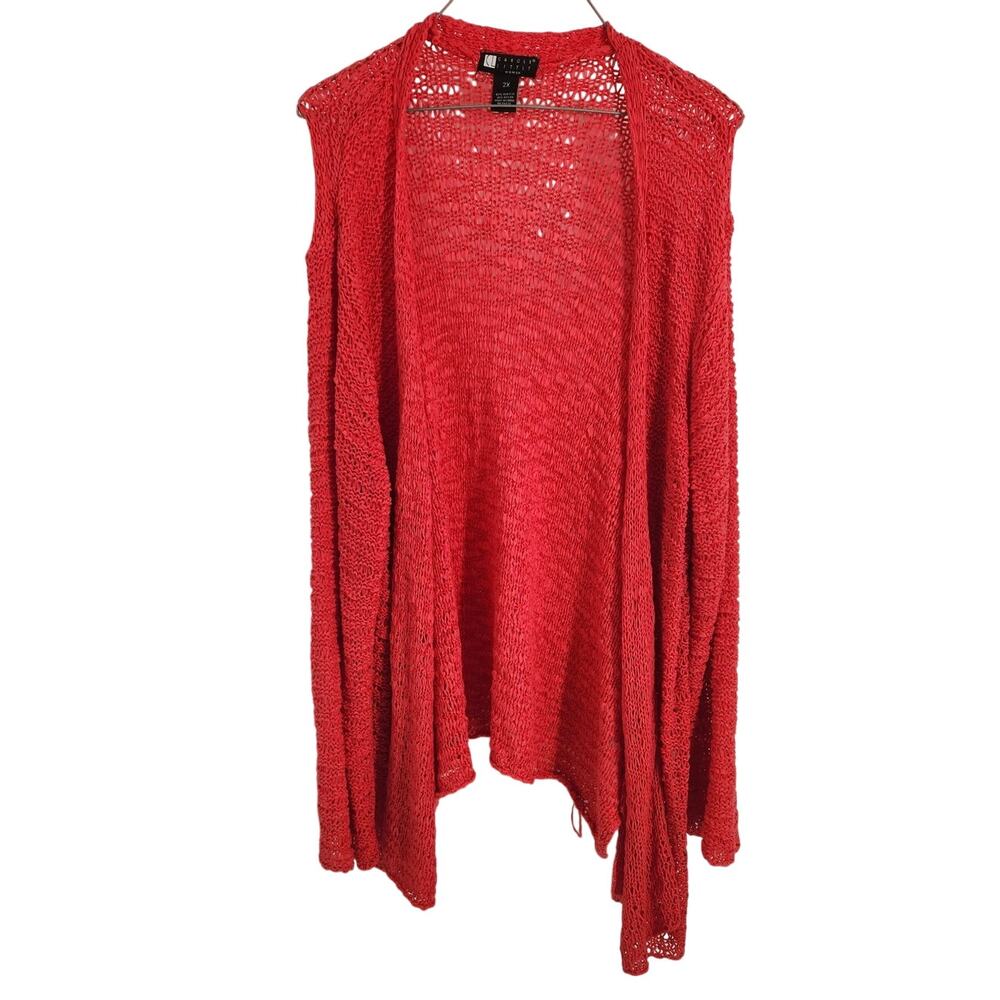 Carole Little Sleeveless Red Knit Cardigan Sweater Womens Size 2X